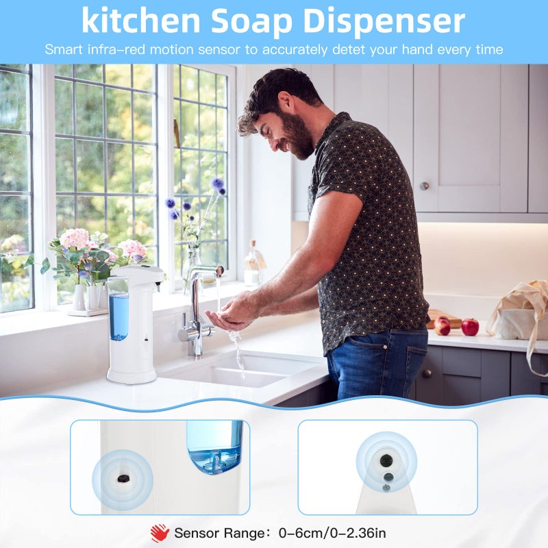 AicLuze Automatic Soap Dispenser 400ml/13.5oz,Clear High Capacity Touchless with Infrared Sensor,HandsFree Soap Dispenser Seals Water-Resistant, Adjustable Liquid Dispensing - Image 5
